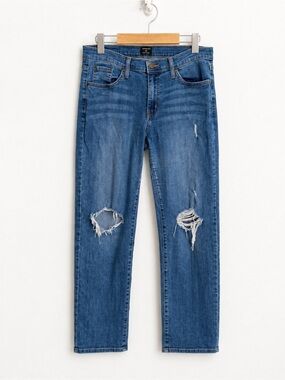Just Black Denim Distressed Slim Straight Ankle Jeans Made in USA 28